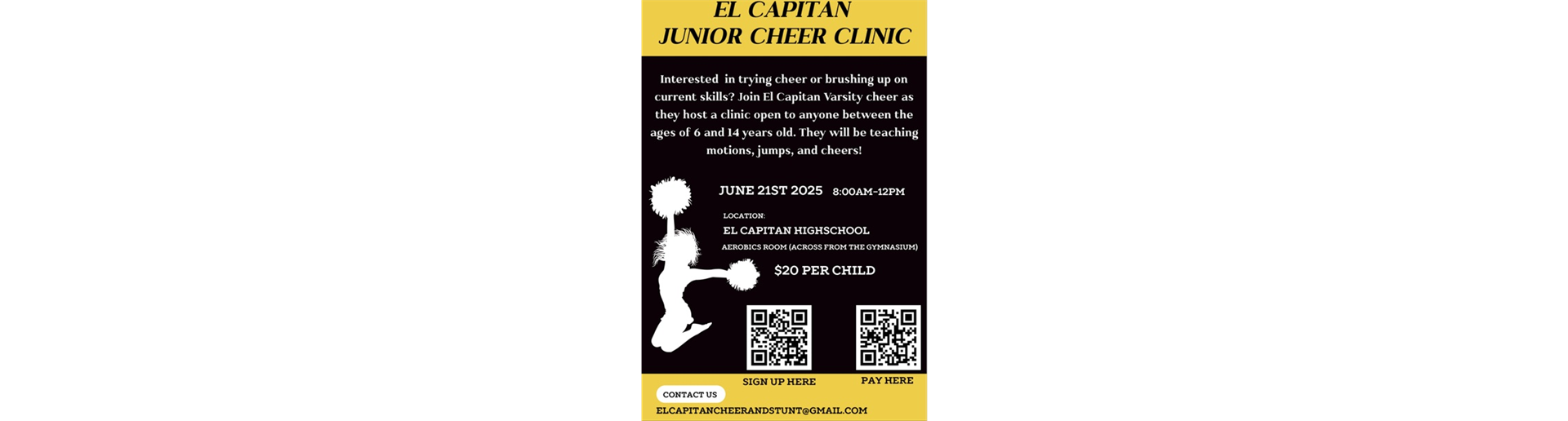 El Cap Jr Cheer Clinic- June 21
