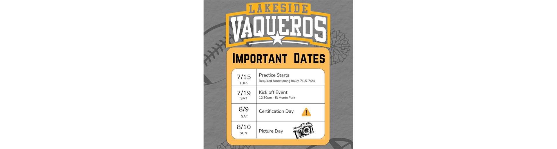 Important Dates